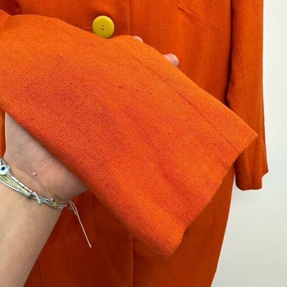 Bill Atkinson Glen of Michigan Women’s Orange Yellow  Button Mod A-line Coat - Picture 8 of 15